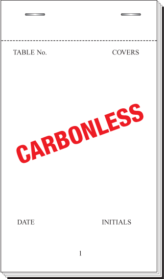 PAD35D NCR, 50 Leaves In Duplicate, 3 3/4'' x 6 1/2'' (5 1/2'' Tear Out) 1-50 In Black. White Top Sheet Coloured Second Sheet Boxed 100's