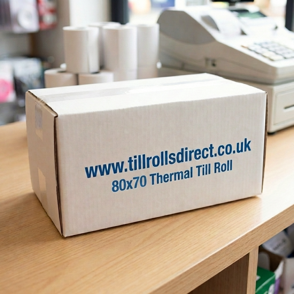 80 x 70 x 12.7 Core Thermal Rolls Boxed 20s