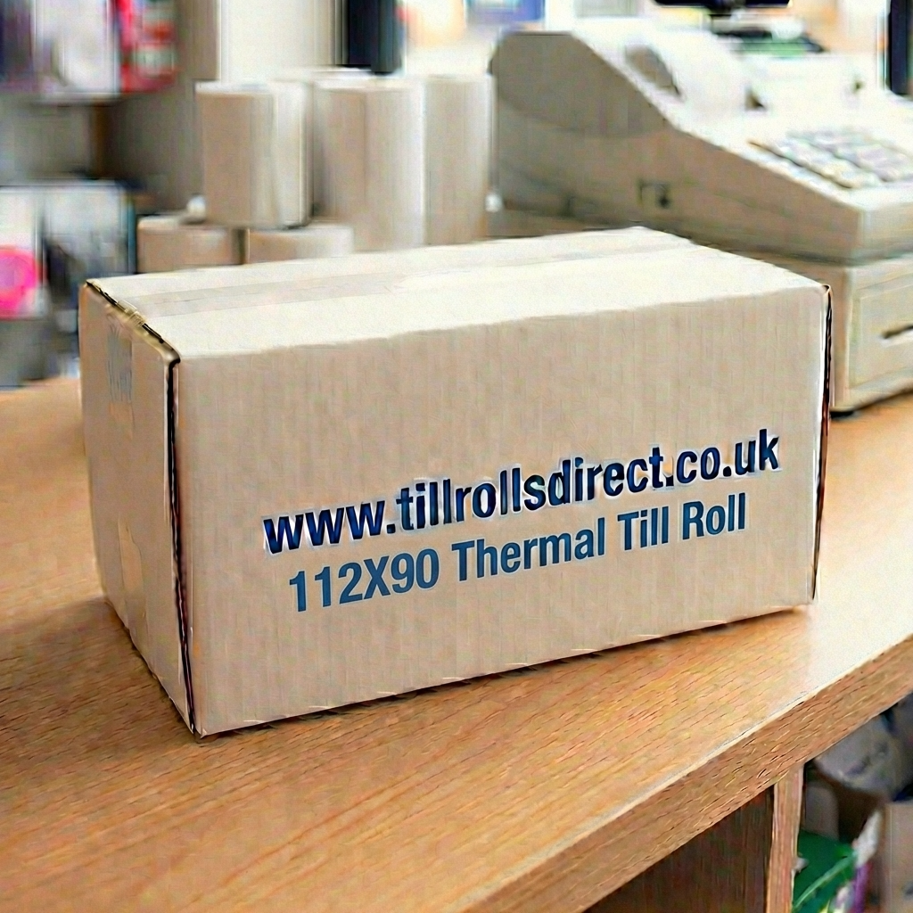 112 x 90 x 25.4 Core Thermal Rolls Boxed 12s