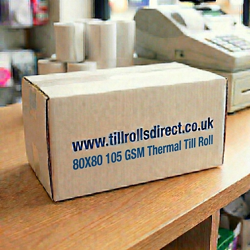 80 x 80 x 12.7 Core 105 GSM  Thermal Rolls Boxed 20s
