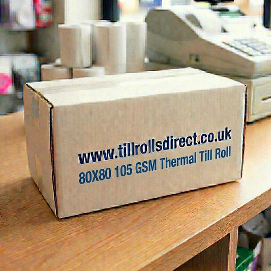 80 x 80 x 12.7 Core 105 GSM  Thermal Rolls Boxed 20s