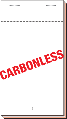 NCR, 50 Leaves In Duplicate, 3''x 5 1/2'' (4 1/2'' Tear Out) Numbered Twice 1-50 In Black, White Top Sheet Coloured Second Sheet Boxed 100's