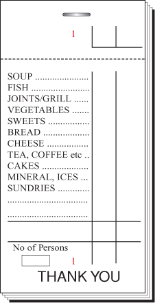 White Single Part, 100 Sheet, 2 1/2 x 5'' (4'' Tear Out) Numbered 1-100 In Red In 3 Positions, Boxed 100's