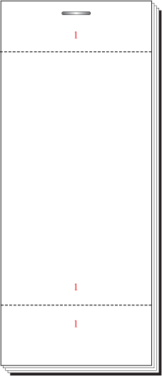 White Single Part, 100 Sheet, 2 1/2 x 6'' (2 1/2 x 4 1/2'' Tear Out With Additional 1'' Tear Out) Numbered 1-100 In Red In 3 Positions, Boxed 100's