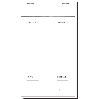 White Two Part End Fold, 50 Leaves In Duplicate, Carbon Sheet Fitted, 3 3/4''x 6 1/2'' (5 1/2'' Tearout) Numbered Twice 1-50 In Red (Waitress Numbered 1-4)