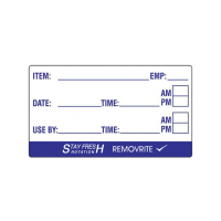 Removrite Item Label 50mm x 25mm Item Label Item, Emp, Date & Time, and Useby & Time Fields 1 Roll Containing 500 Labels 